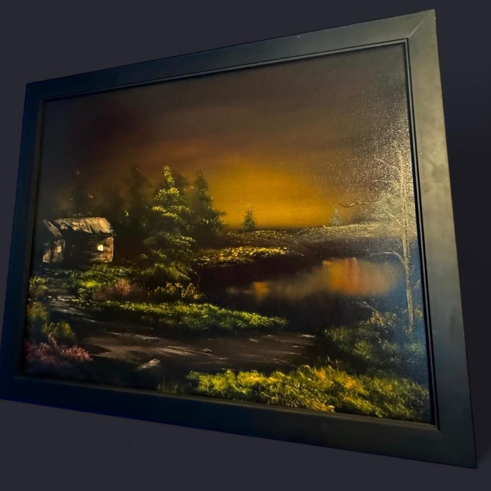 29x23 Oil Painting Landscape with Black Frame